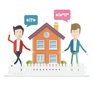 Family Legal Expenses An icon of two neighbours arguing by a house
